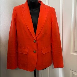 J. Crew Vibrant Orange Blazer with Gold Buttons